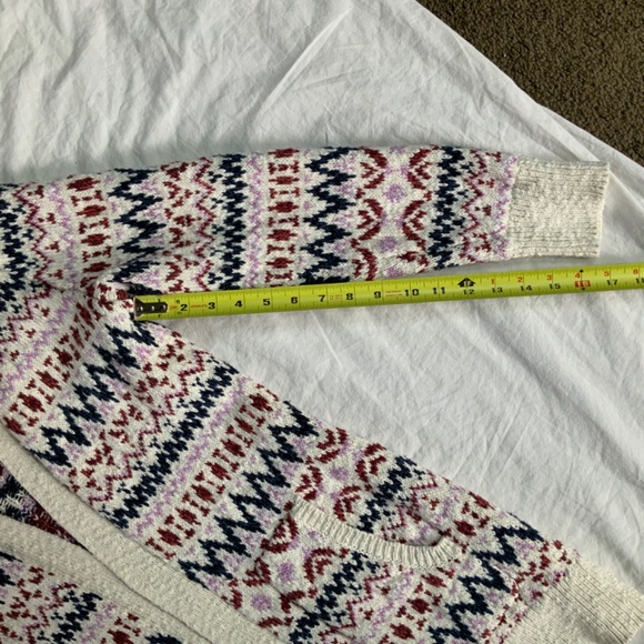 L.L. Bean Cream and Multicolor Patterned Cardigan - Picture 3 of 8
